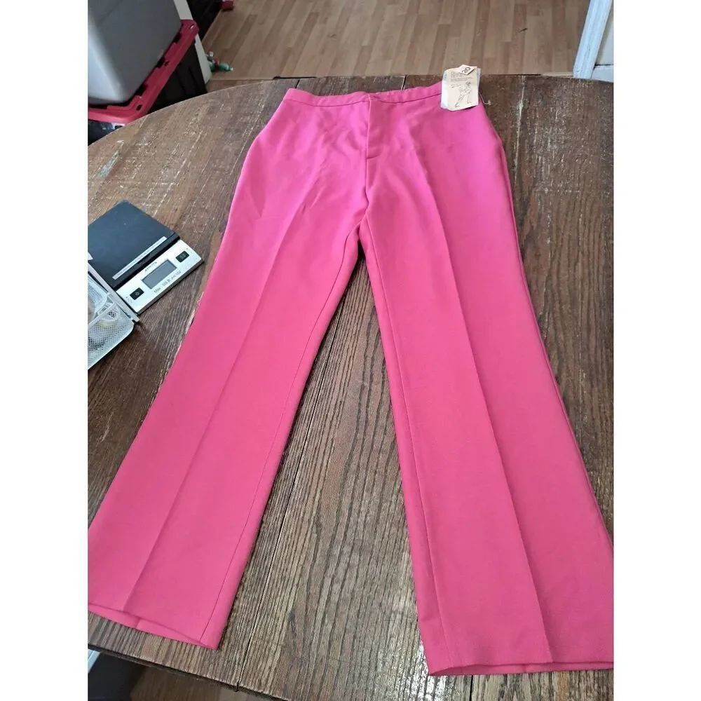 Vintage New Size 20 Pink Body Bend Stretch Gabardine Super High Rise Pants Woven